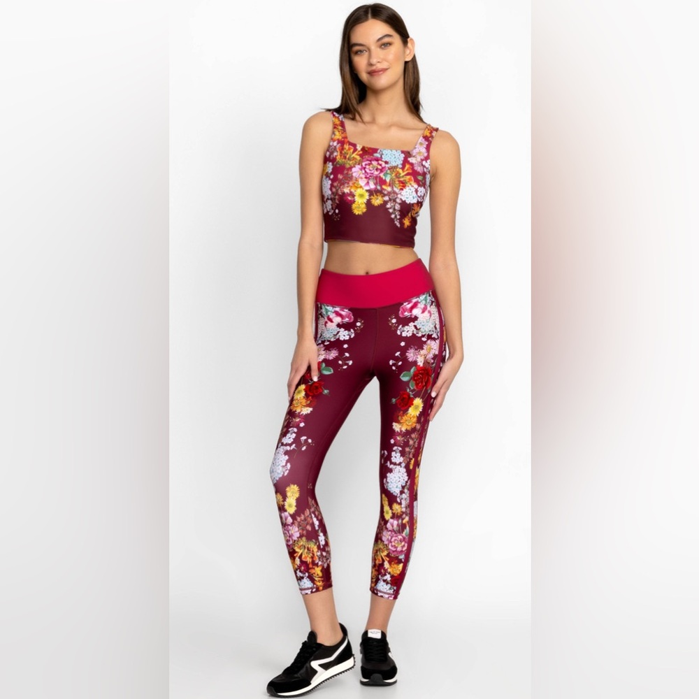 JOHNNY WAS GOLDEN ROSE HIGH WAIST CROPPED ACTIVE LEGGING